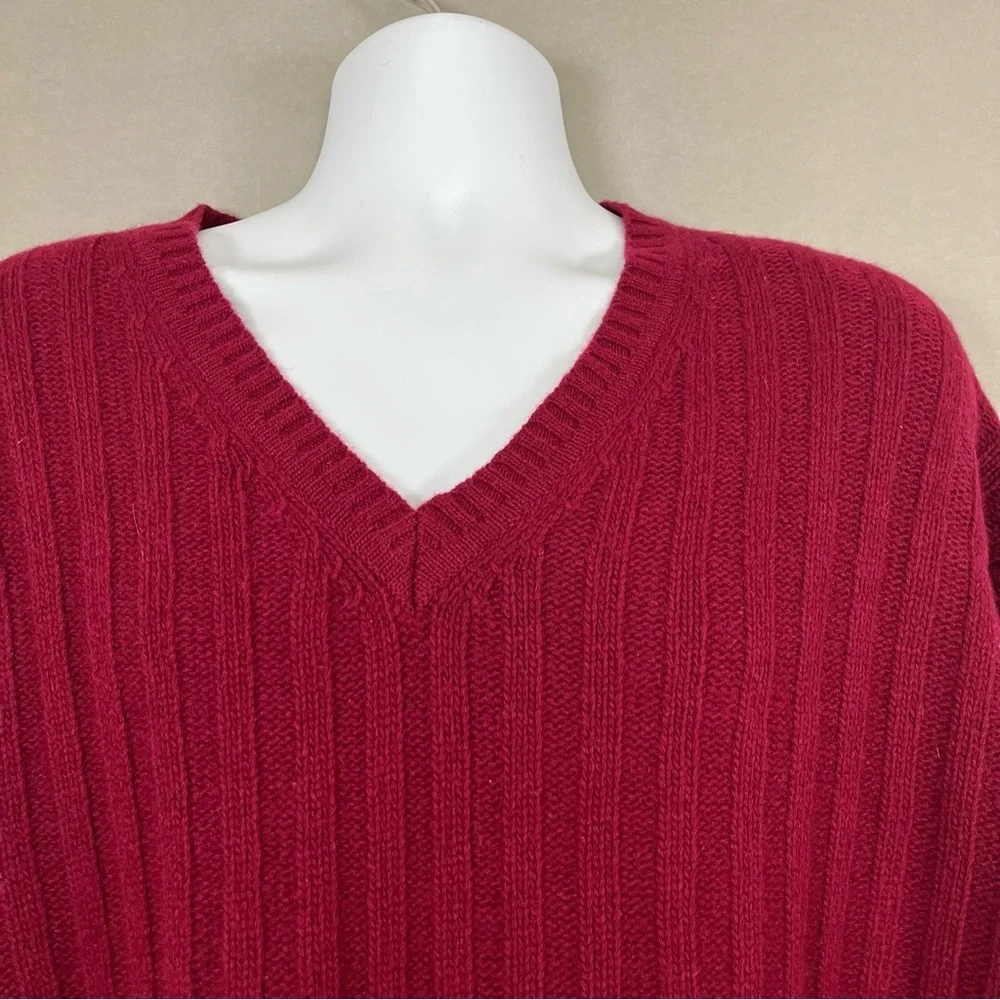 Brooks Brothers Red Ribbed Lambswool Long Sleeve Sweater